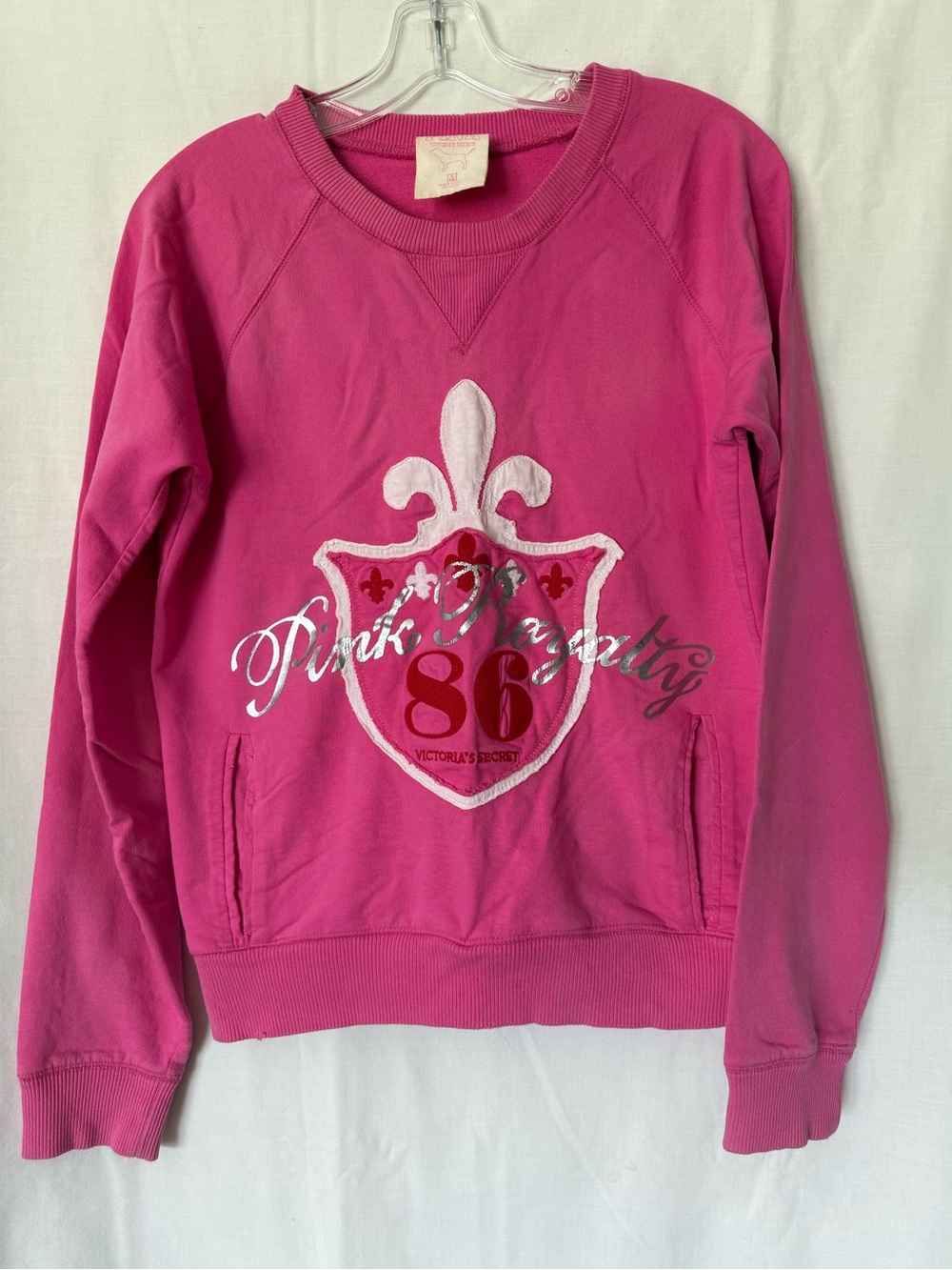 Vintage PINK Victoria's Secret "Pink Royalty 86" Distressed Crewneck - M